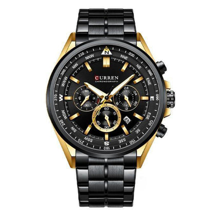 8399 | RELOJ CRONÓGRAFO CURREN ORIGINAL ACERO PLATEADO/GUINDA/NEGRO CASUAL