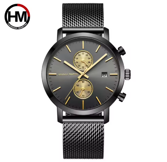 RELOJ HANNAH MARTIN ELEGANTE NEGRO DORADO | SKU: HAN-68