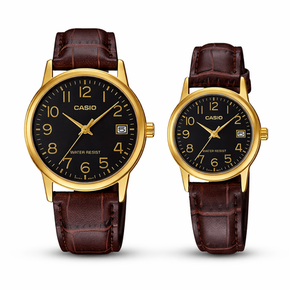 MTP-V002GL/LTP-V002GL RELOJ CASIO ORIGINAL DE CUERO ANALÓGICO PARA PAREJA | CAS-120, CAS-37