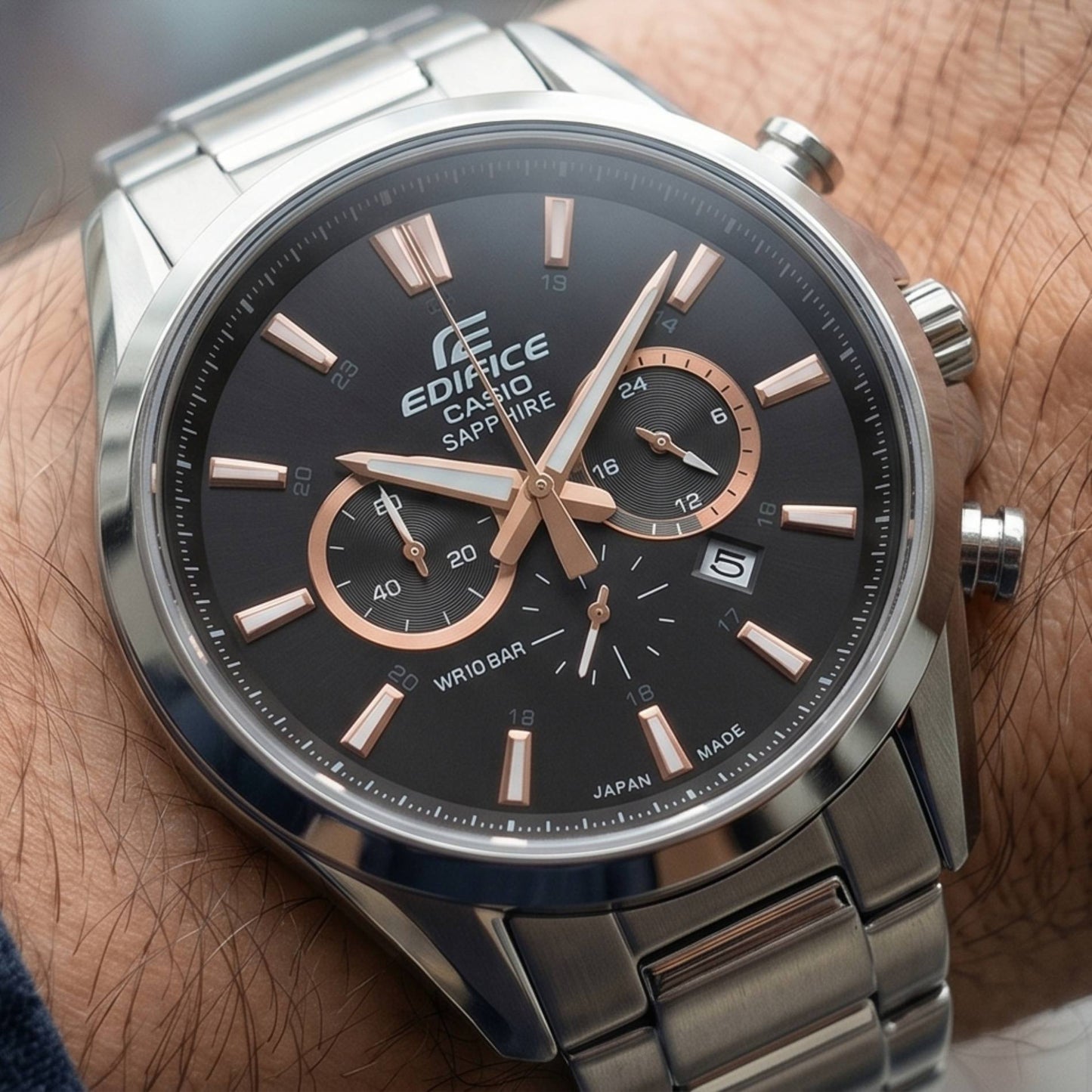 EFB-504JD-1ADR | RELOJ DE ACEROPARA HOMBRE CASIO EDIFICE - PLATEADO