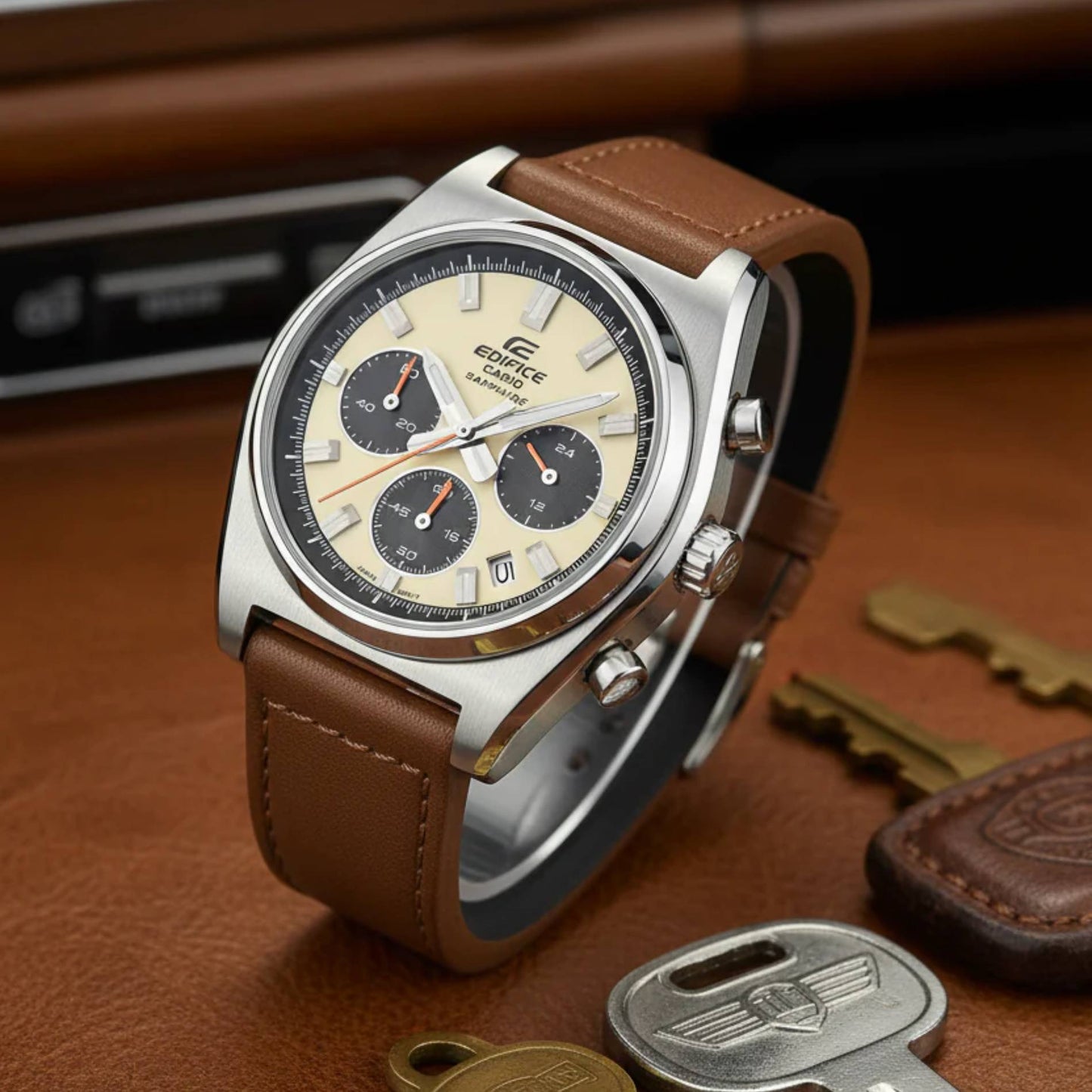 EFB-730L-7AVUDF | RELOJ DE CUERO PARA HOMBRE CASIO EDIFICE - CAFÉ