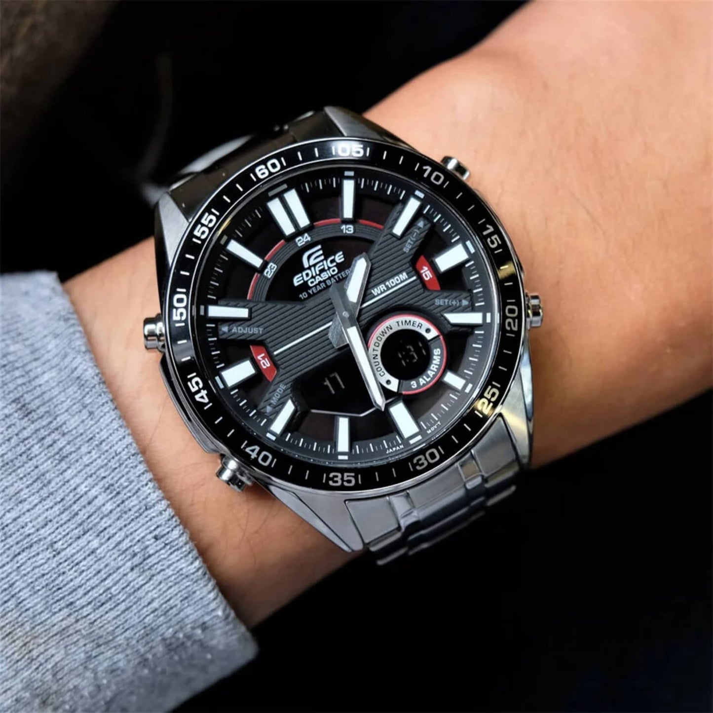 EFV-C100L-1AVDF | RELOJ DE CUERO PARA HOMBRE CASIO EDIFICE - NEGRO
