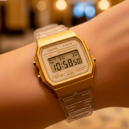 F-91WS | RELOJ DE GOMA Y ACERO CASIO PARA MUJER