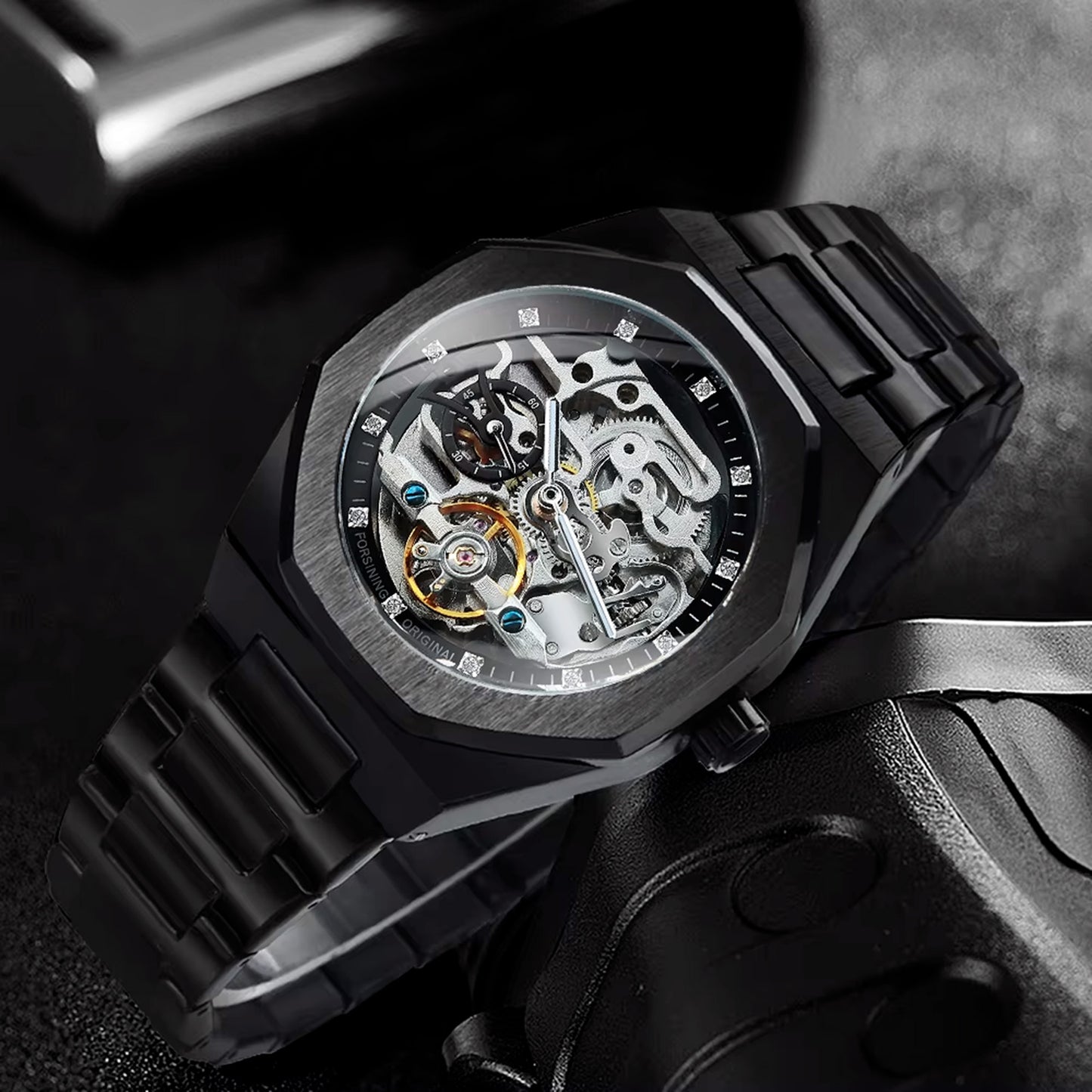 RELOJ FORSINING 100 ORIGINAL AUTOMÁTICO NEGRO, PLATEADO, DORADO | FOR-28 , FOR-29, FOR-30