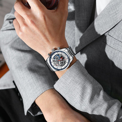 8391 | RELOJ CRONÓGRAFO CURREN ORIGINAL ACERO AZUL/PLATEADO