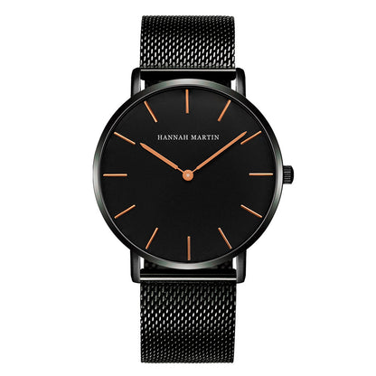 RELOJ HANNAH MARTIN ORIGINAL ELEGANTE NEGRO Y PLATEADO HM-CH02 | HAN-43 - HAN-44