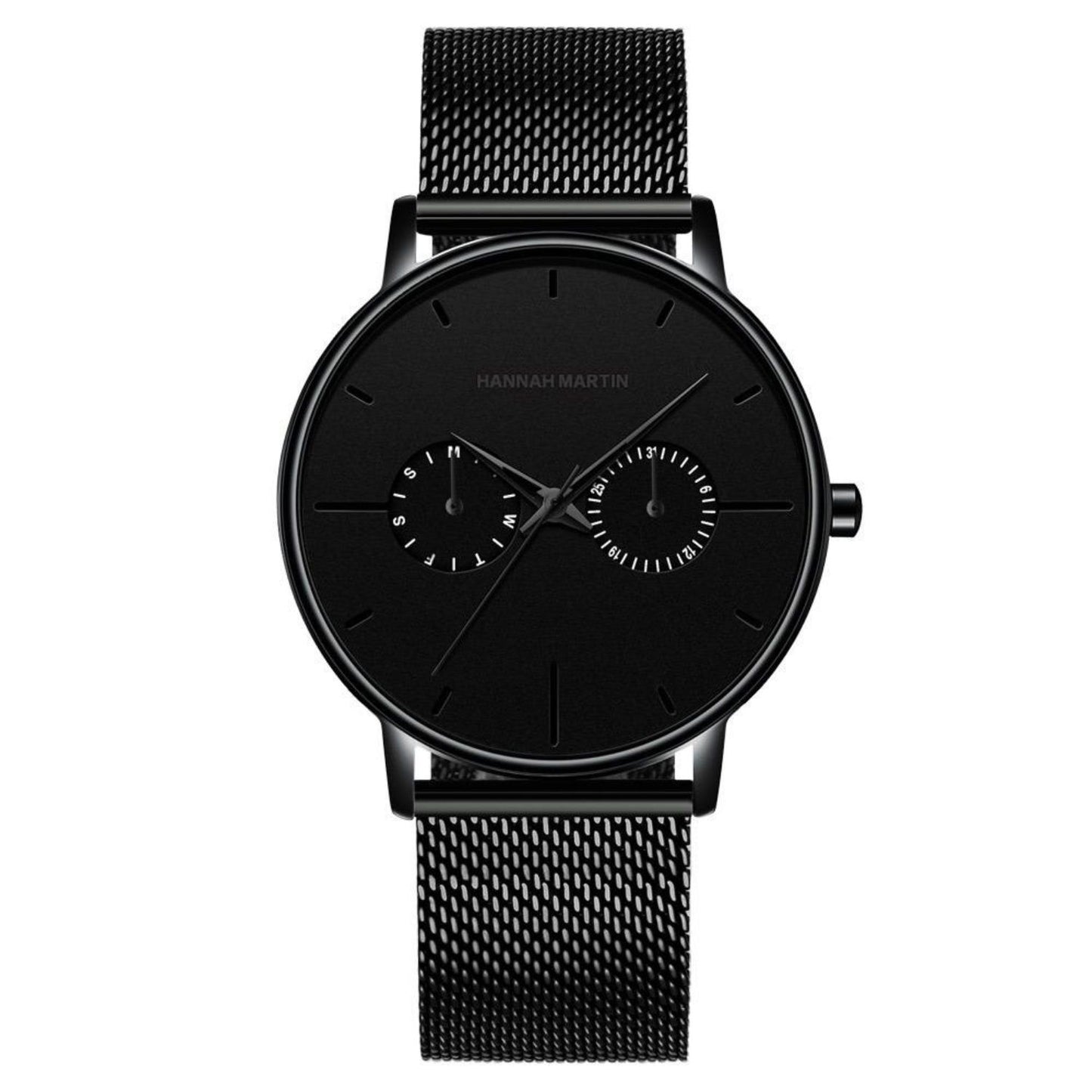 RELOJES HANNAH_MARTIN CUERO ACERO NEGRO ANALOGICO HAN-74 HAN-76