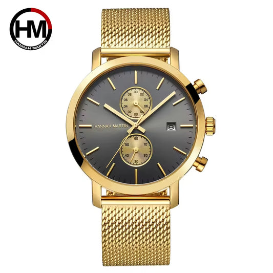 RELOJ HANNAH MARTIN ELEGANTE DORADO NEGRO | SKU: HAN-91