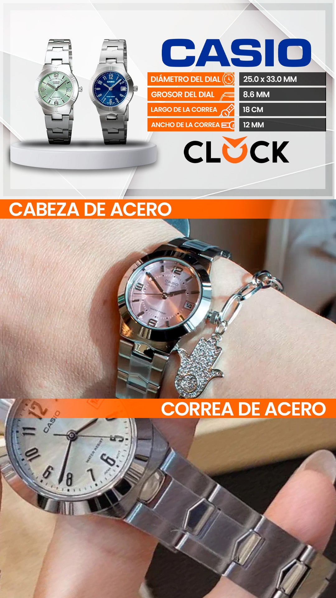 LTP-1241D | RELOJ PARA MUJER CASIO - CELESTE Y AZUL
