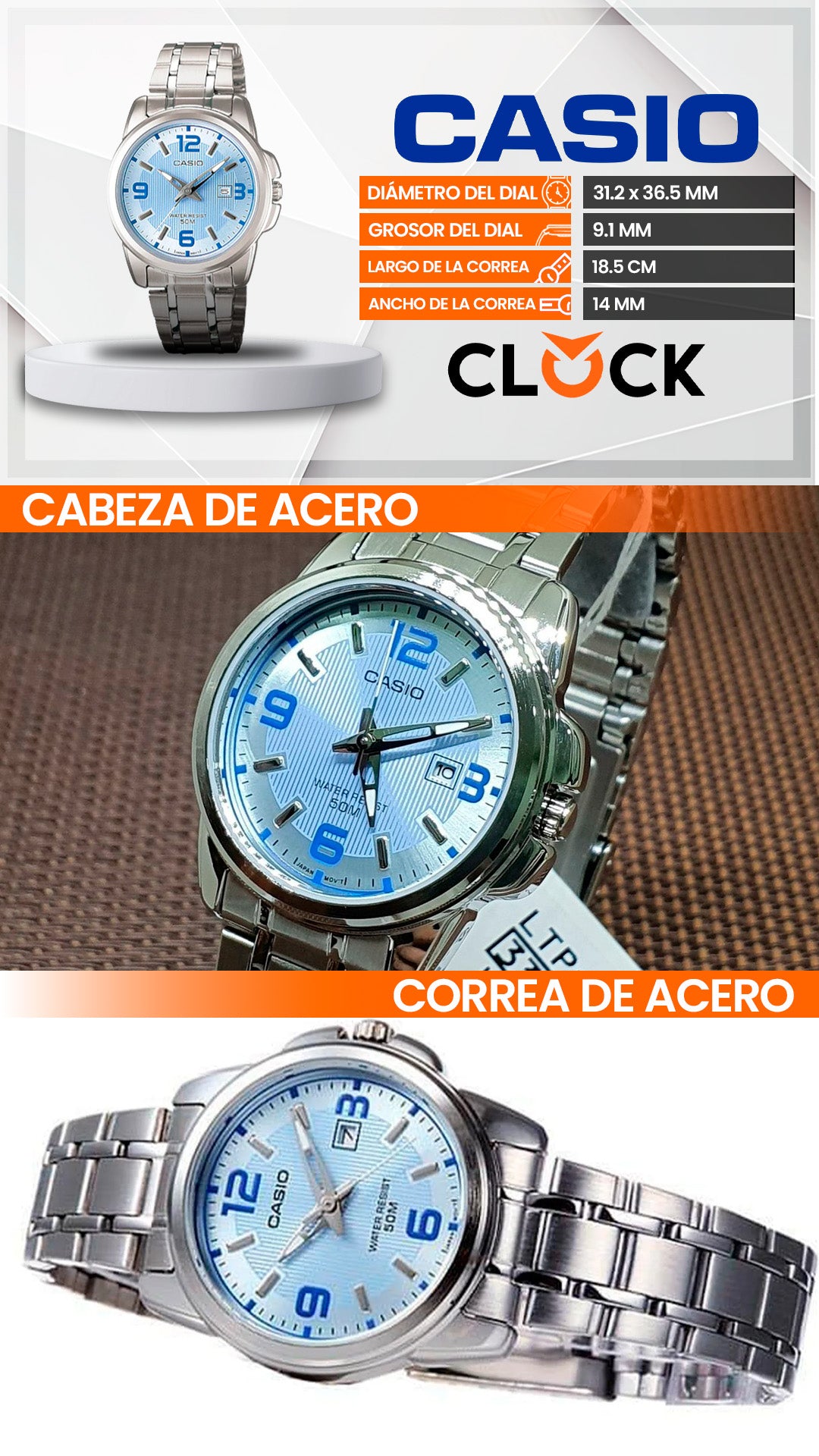 LTP-1314D-2AVDF | RELOJ PARA MUJER CASIO - AZUL