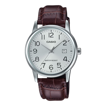 MTP-V002 | RELOJ CASIO ORIGINAL DE CUERO DORADO/PLATEADO