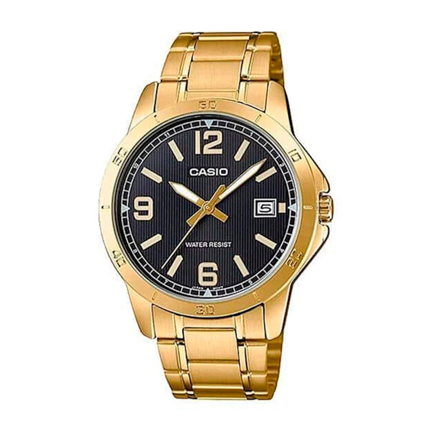 MTP-V004G | RELOJ PARA HOMBRE CASIO - DORADO NEGRO Y BLANCO