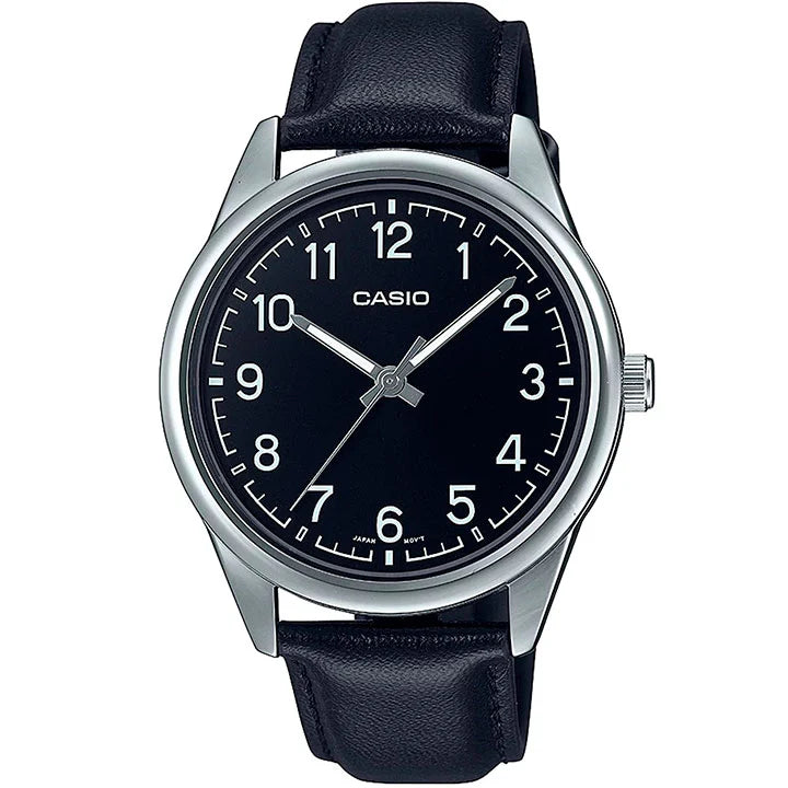 MTP-V005 | RELOJ CASIO ORIGINAL DE CUERO NEGRO/BLANCO | CAS-231, CAS-233