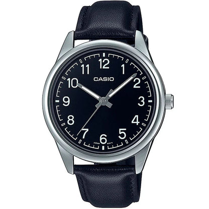 MTP-V005 | RELOJ CASIO ORIGINAL DE CUERO NEGRO/BLANCO | CAS-231, CAS-233