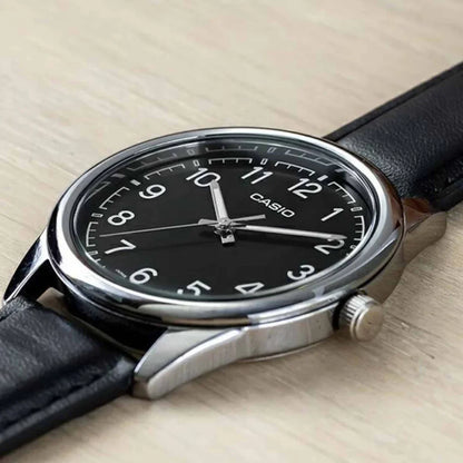 MTP-V005 | RELOJ CASIO ORIGINAL DE CUERO NEGRO/BLANCO | CAS-231, CAS-233
