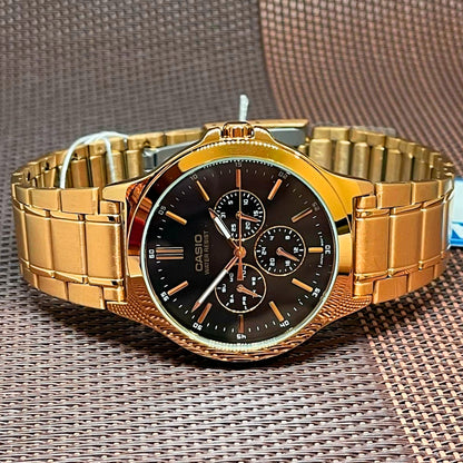 MTP-V300G-1AUDF | RELOJ DE ACERO PARA HOMBRE CASIO - DORADO NEGRO