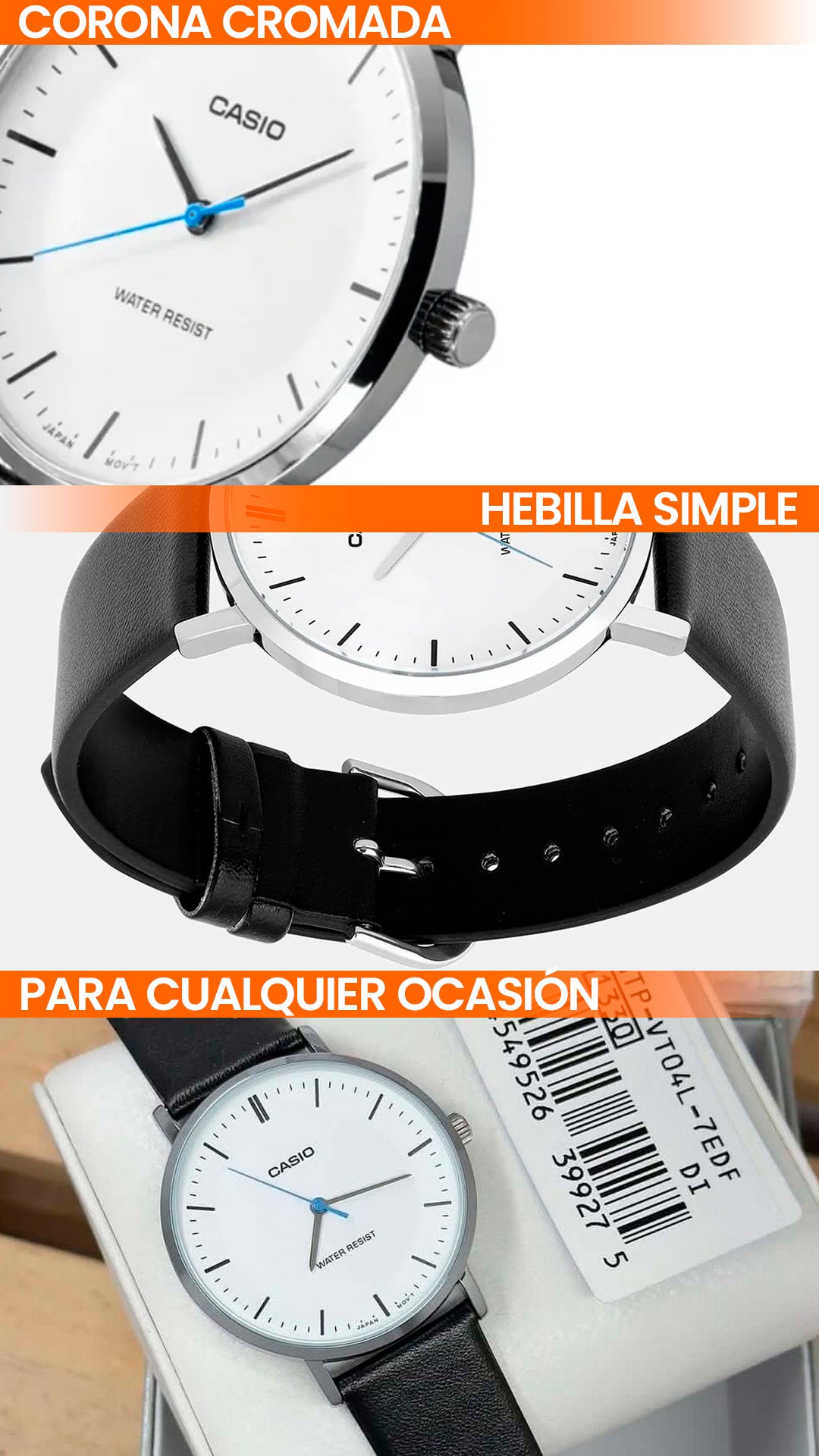 MTP-VT04L-7EDF | RELOJ PARA HOMBRE CASIO - NEGRO BLANCO
