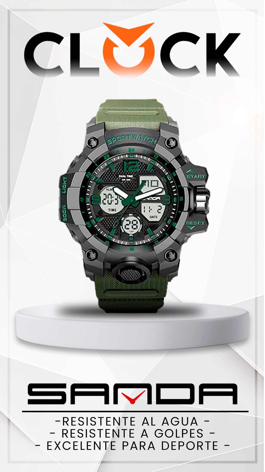 RELOJ SANDA ORIGINAL DEPORTIVO  NEGRO - VERDE | SAN-23, SAN-24, SAN-27