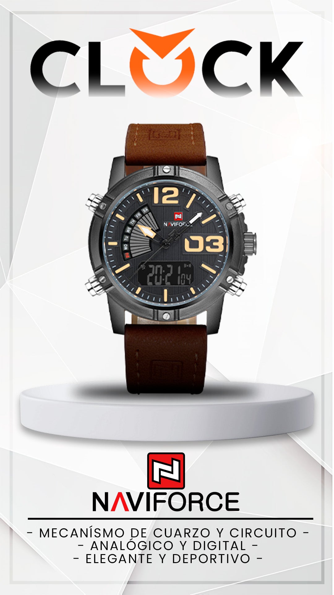 RELOJ NAVIFORCE MARRON DE CUERO  9095 | NAV-16, NAV-108