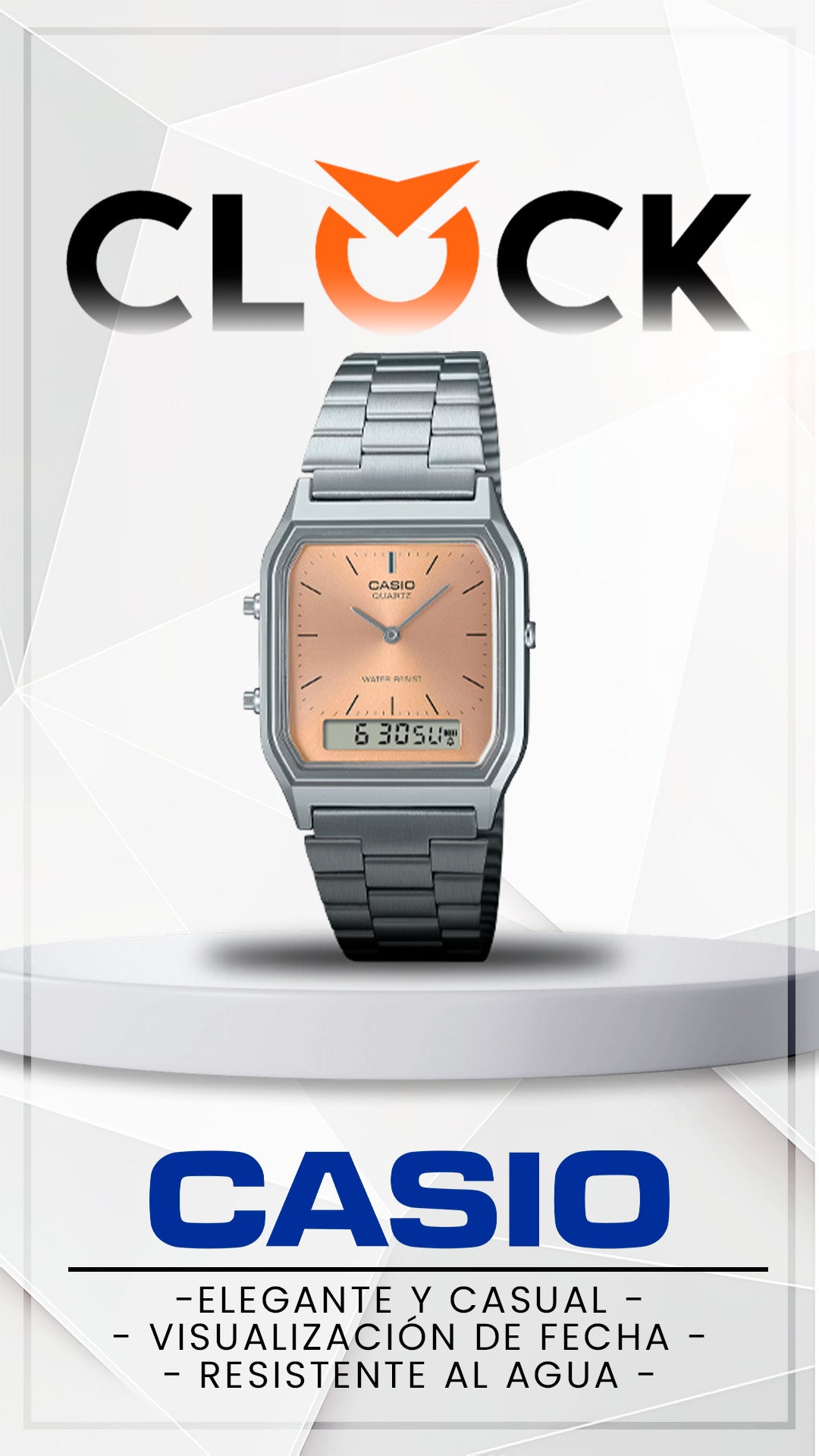 AQ-230A | RELOJ CASIO ORIGINAL DE ACERO DORADO/PLATEADO
