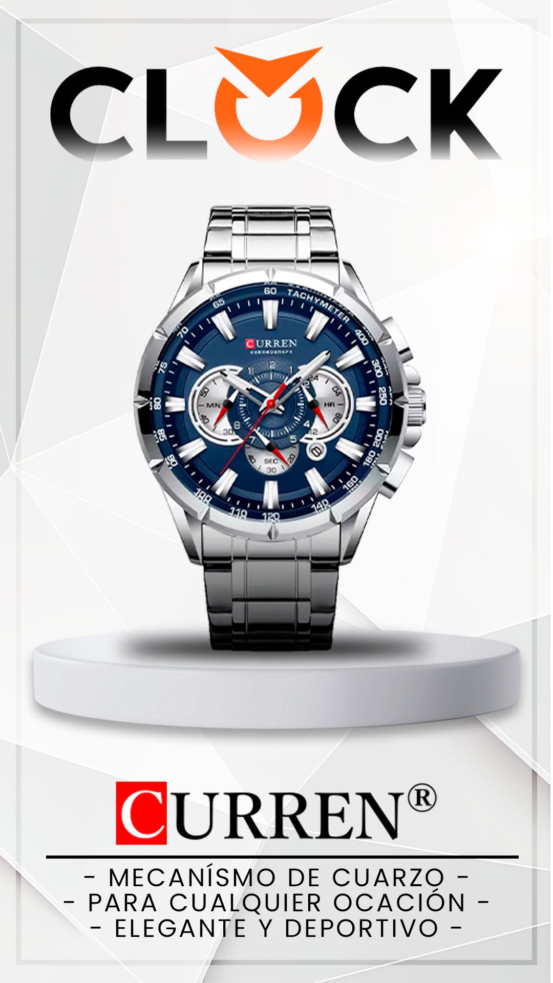 RELOJ CURREN 8363 QUARTZ NEGRO I PLATEADO I AZUL | CUR-31, CUR-32, CUR-33, CUR-75