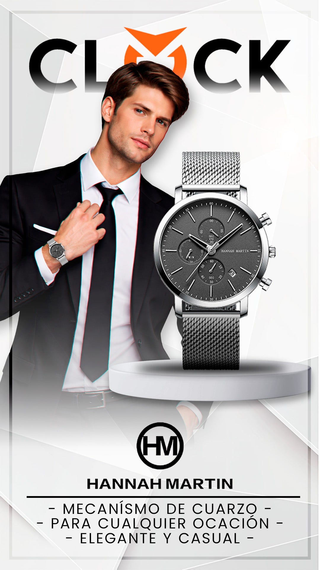 RELOJ HANNAH MARTIN ELEGANTE NEGRO | SKU: HAN-5, HAN-61, HAN-66, HAN-100, HAN-101, HAN-102