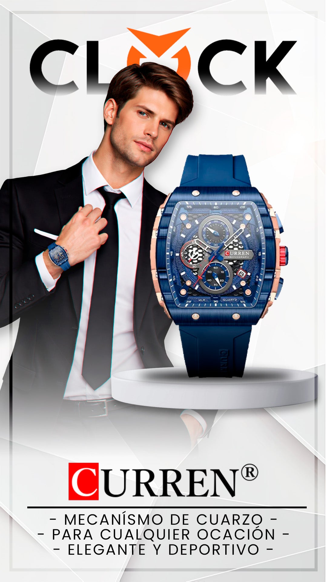 RELOJ CURREN ORIGINAL CASUAL NEGRO Y AZUL | CUR-124, CUR-125