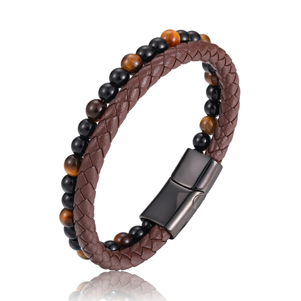 PULSERA-TRENZADA-MARRON-CON-NEGRO-HOMBRE