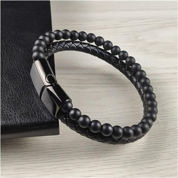 PULSERA NEGRA DOBLE PARA HOMBRE COLOMBIA