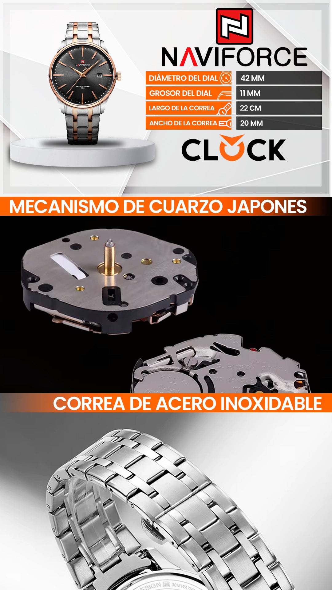 RELOJ NAVIFORCE ORIGINAL ELEGANTE | NAV-140, NAV-141, NAV-142