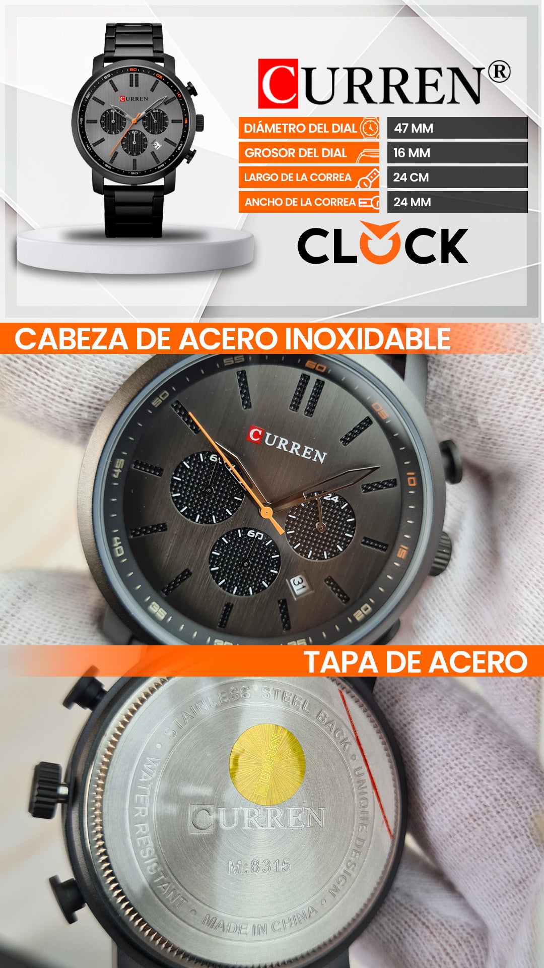 RELOJ CURREN ORIGINAL 8315 AZUL Y NEGRO MATE | CUR-95 | CUR-97