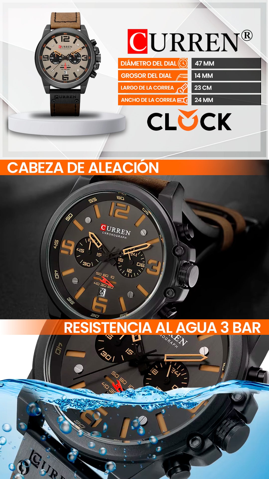 RELOJ CURREN 8314 ORIGINAL MARRÓN Y NEGRO | CUR-27, CUR-87, CUR-110
