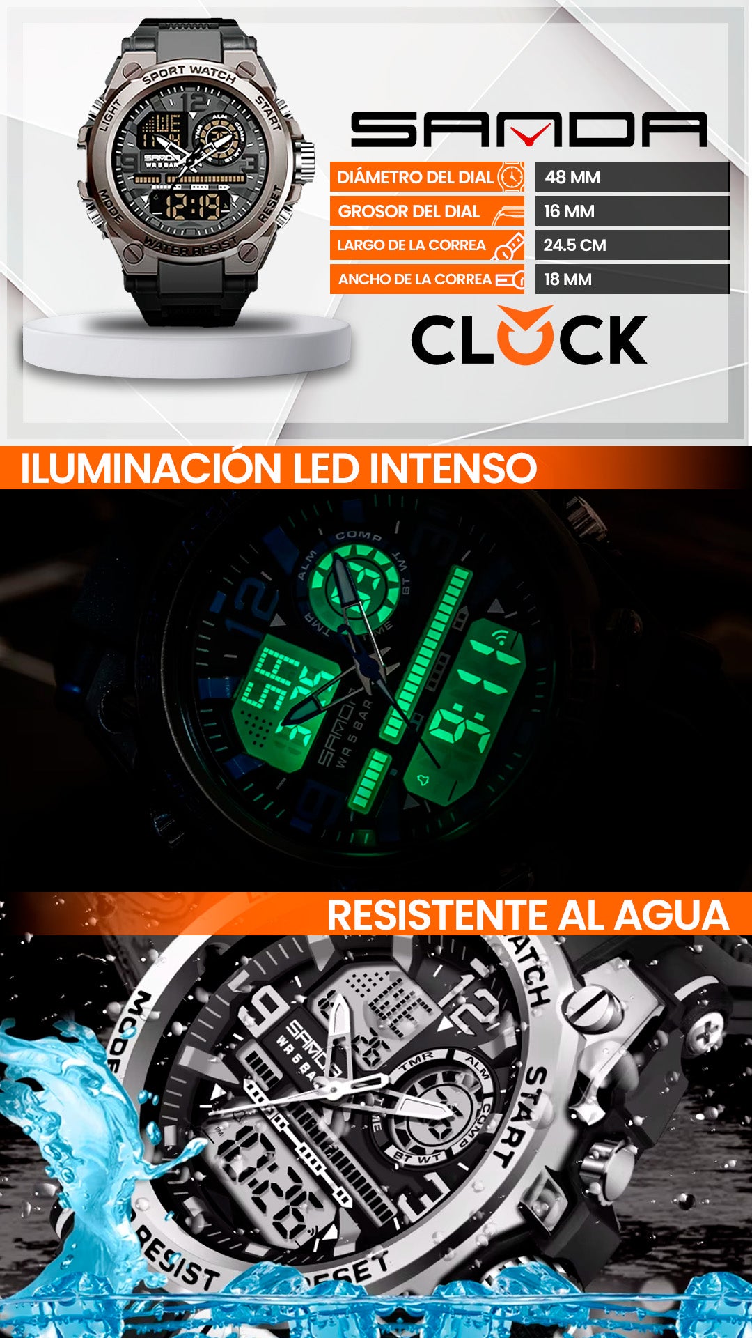 RELOJ SANDA 6024 ORIGINAL DEPORTIVO | SAN-14, SAN-15, SAN-128