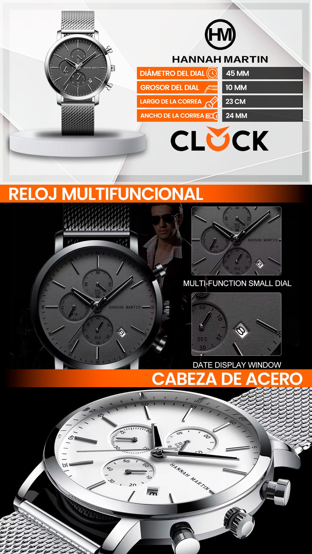 RELOJ HANNAH MARTIN ELEGANTE NEGRO | SKU: HAN-5, HAN-61, HAN-66, HAN-100, HAN-101, HAN-102