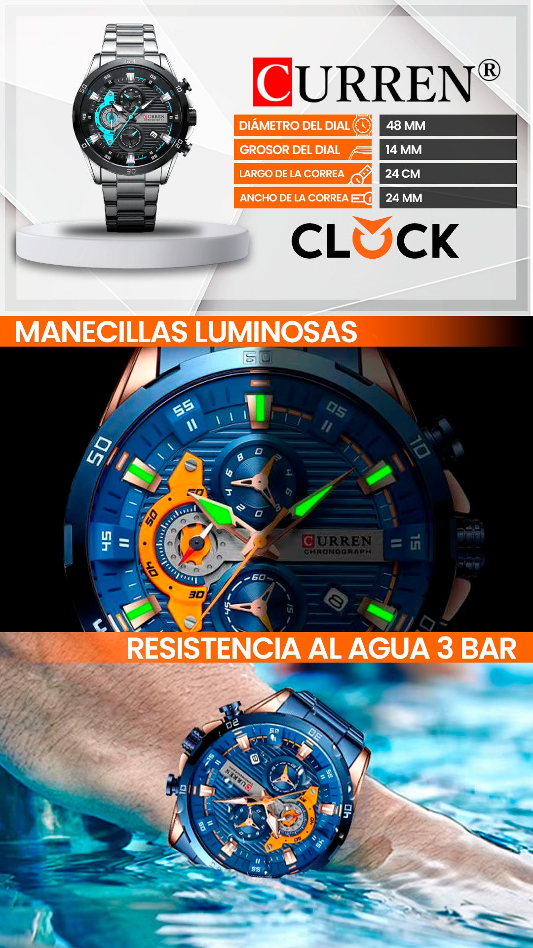RELOJ CURREN 8402 ORIGINAL ELEGANTE | SKU: CUR-88, CUR-89, CUR-90