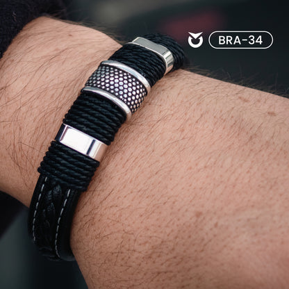 COMBO BRAZALETE CUERO Y ACERO | SKU: BRA-39 y BRA-34