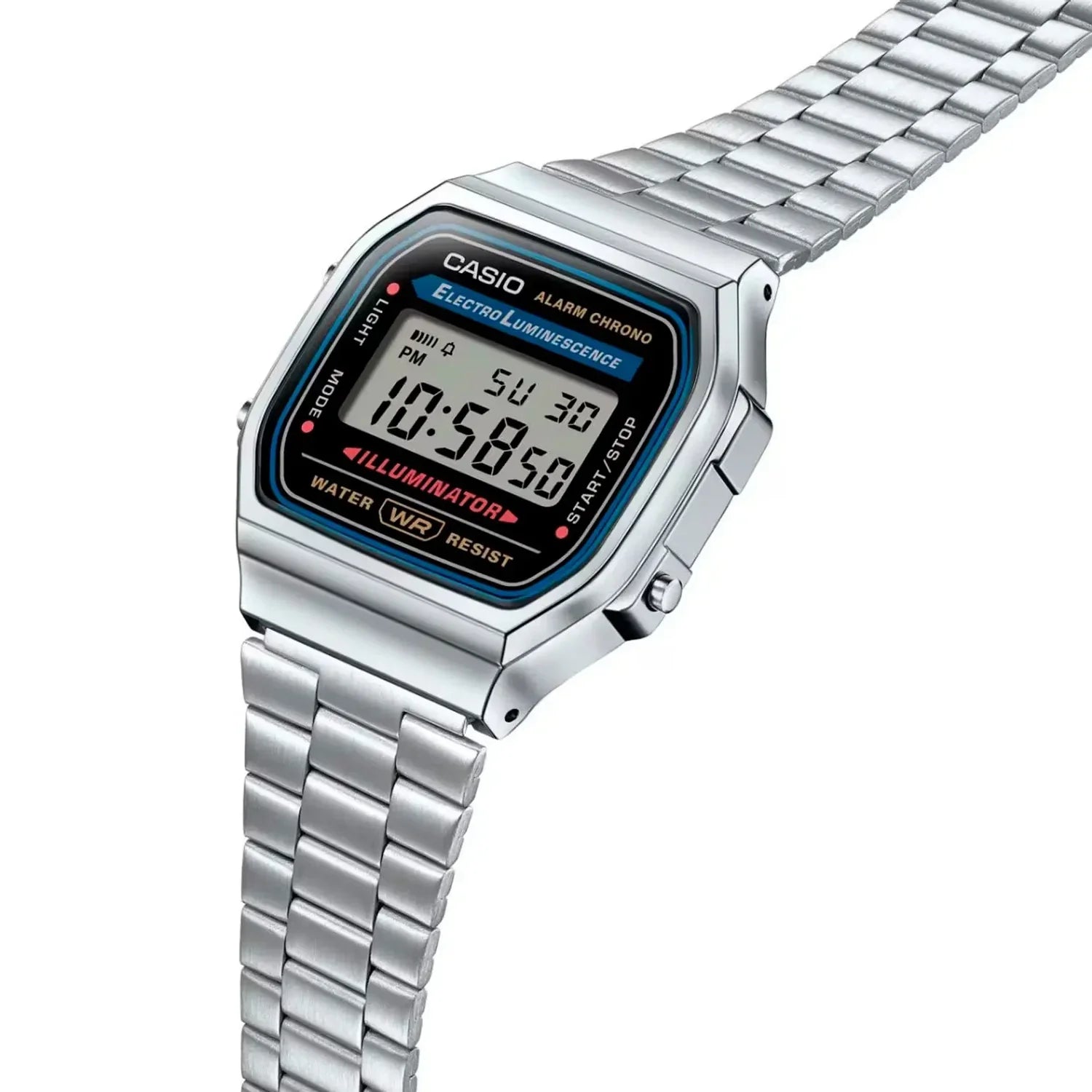 RELOJ_CASIO_A168WA-1WDF_ORIGINAL_UNISEX_PLATEADO_ELEGANTE_CAS-147 para Hombre