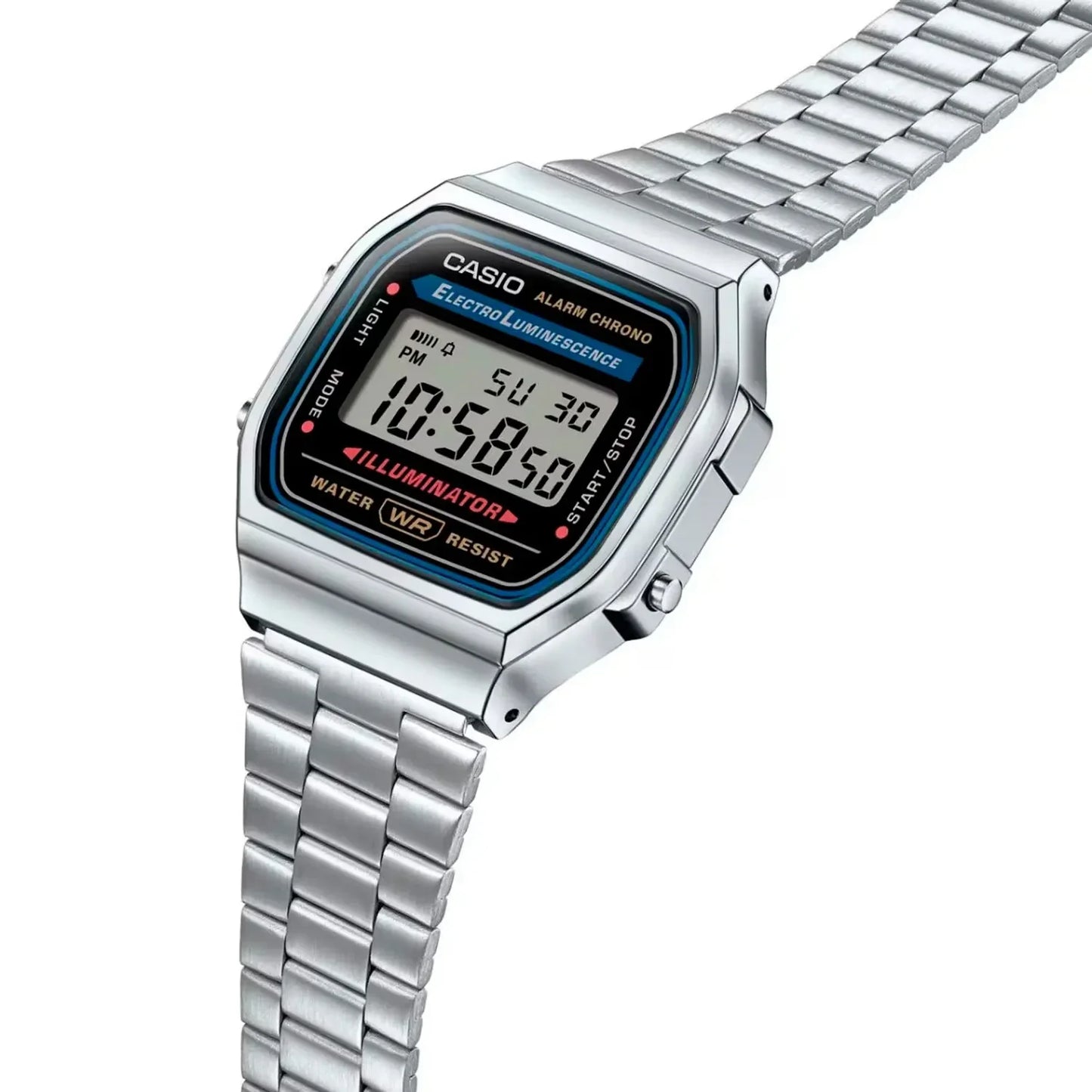 RELOJ_CASIO_A168WA-1WDF_ORIGINAL_UNISEX_PLATEADO_ELEGANTE_CAS-147 para Hombre