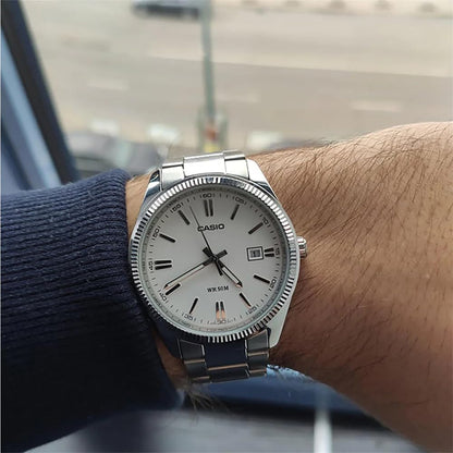 RELOJ CASIO ORIGINAL BLANCO MTP-1302D | CAS-100 PARA HOMBRE 