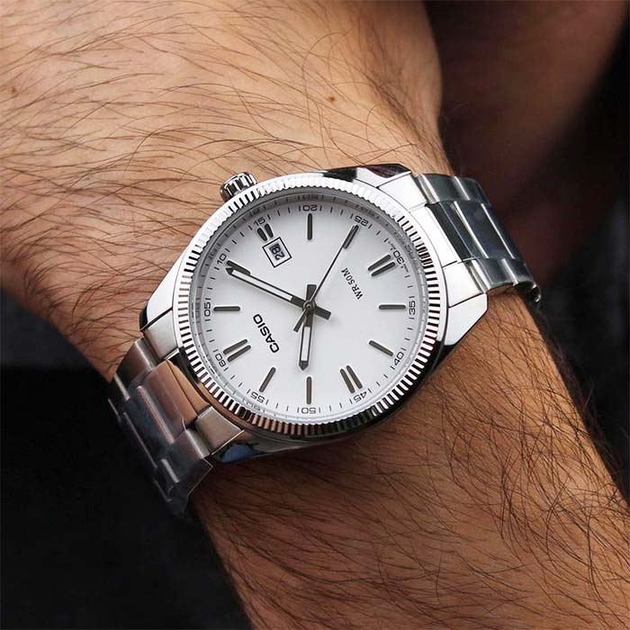 RELOJ CASIO ORIGINAL BLANCO MTP-1302D | CAS-100 PARA HOMBRE 