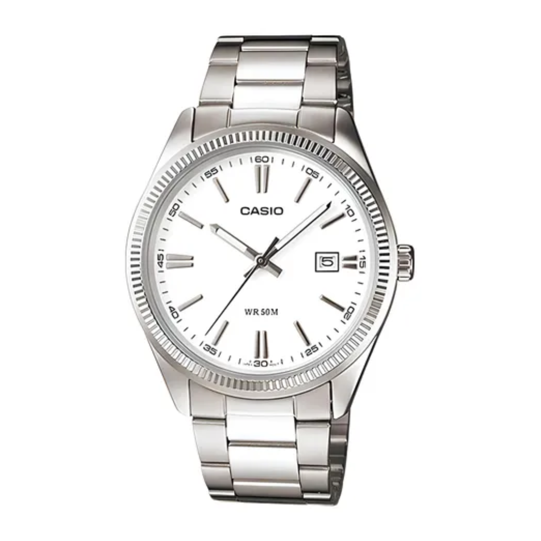 RELOJ CASIO ORIGINAL BLANCO MTP-1302D | CAS-100 PARA HOMBRE 