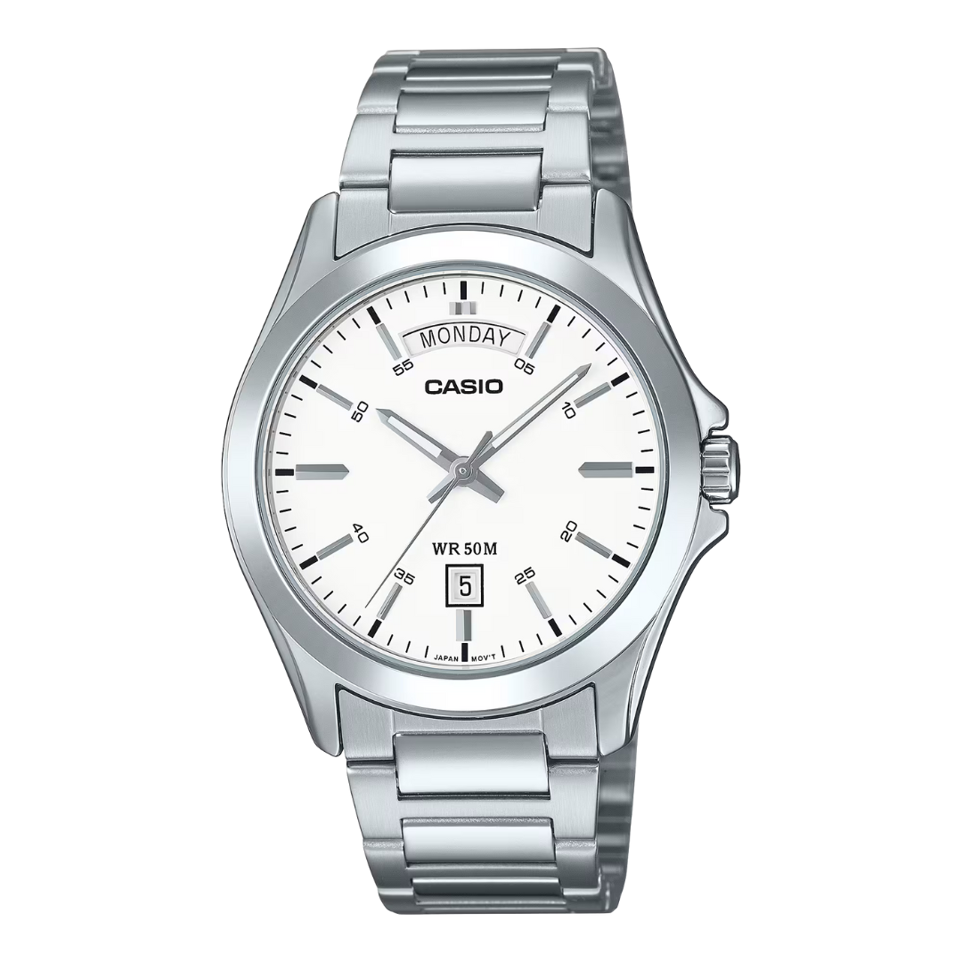 RELOJ_CASIO_ORIGINAL_MTP-1370D-7A3VDF_PLATEADO_CAS-129 para Hombre