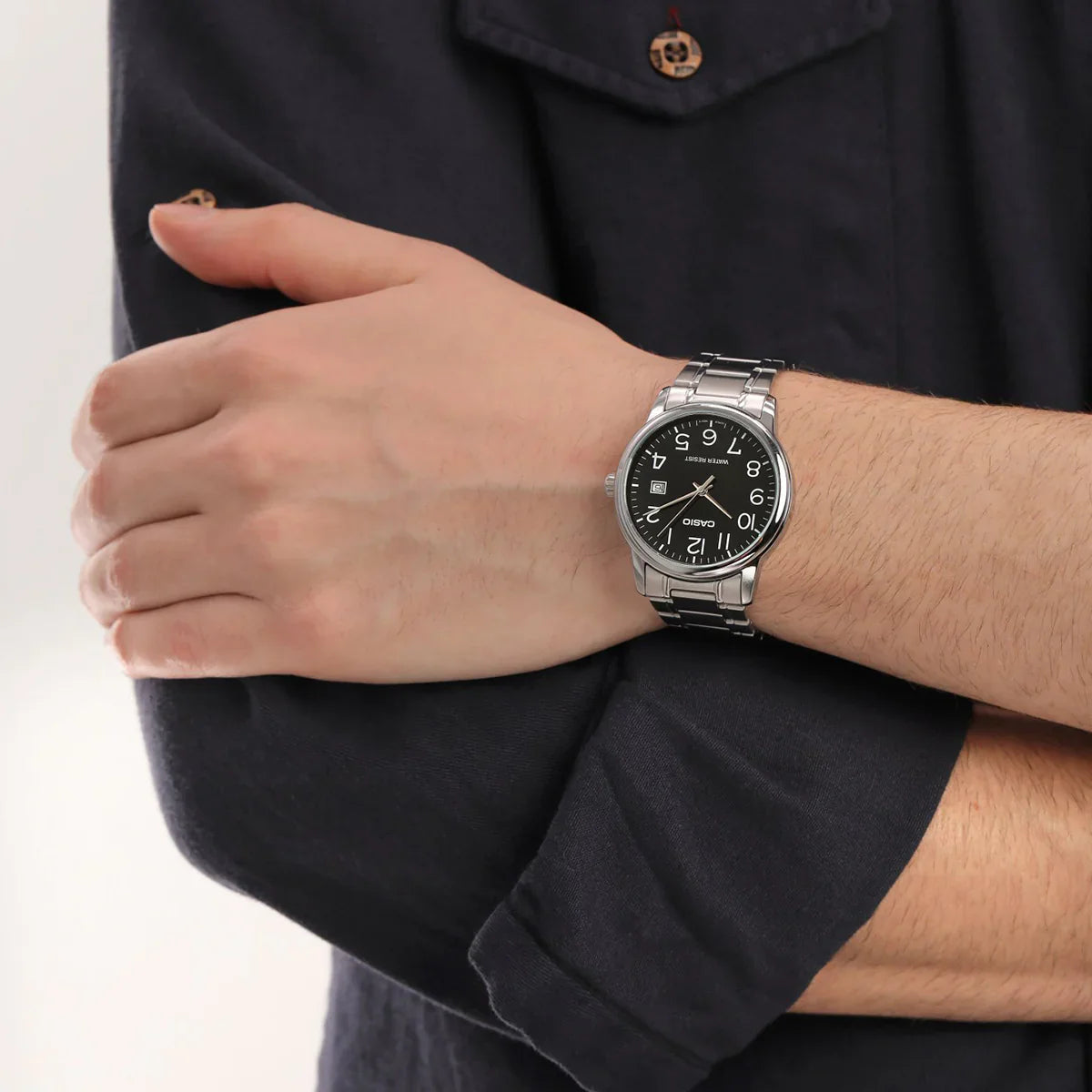 RELOJ CASIO STEEL NEGRO MTP-V002D-1B ELEGANTE | CAS-16 (3)
