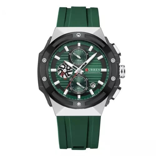 8462 | RELOJ CRONÓGRAFO CURREN ORIGINAL SILICONA NEGRO/AZUL/VERDE/GRIS CASUAL