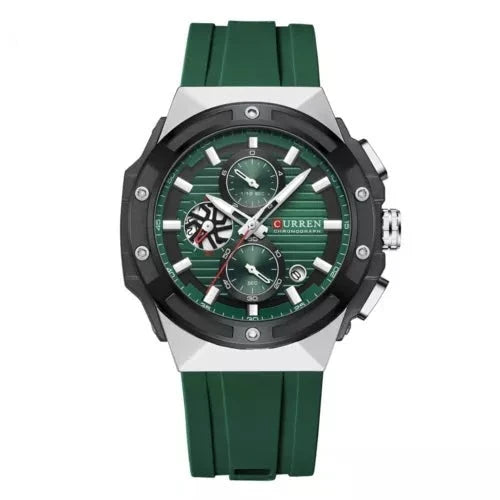 8462 | RELOJ CRONÓGRAFO CURREN ORIGINAL SILICONA NEGRO/AZUL/VERDE/GRIS CASUAL