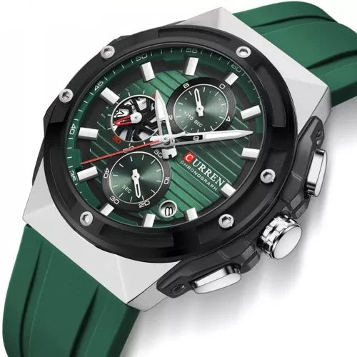 8462 | RELOJ CRONÓGRAFO CURREN ORIGINAL SILICONA NEGRO/AZUL/VERDE/GRIS CASUAL
