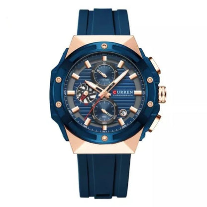 8462 | RELOJ CRONÓGRAFO CURREN ORIGINAL SILICONA NEGRO/AZUL/VERDE/GRIS CASUAL