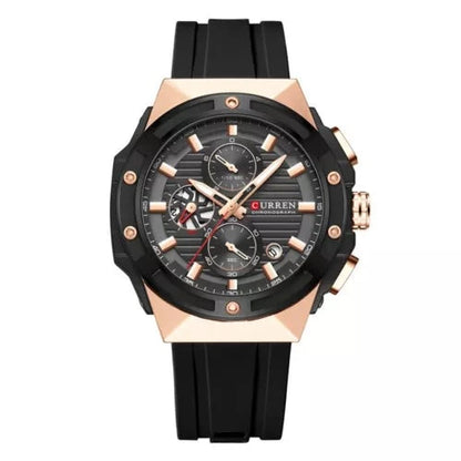8462 | RELOJ CRONÓGRAFO CURREN ORIGINAL SILICONA NEGRO/AZUL/VERDE/GRIS CASUAL