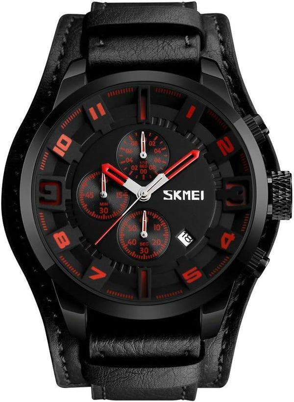 Reloj SKMEI Casual Cuero Negro Rojo SKM-11 9165-B para Hombre