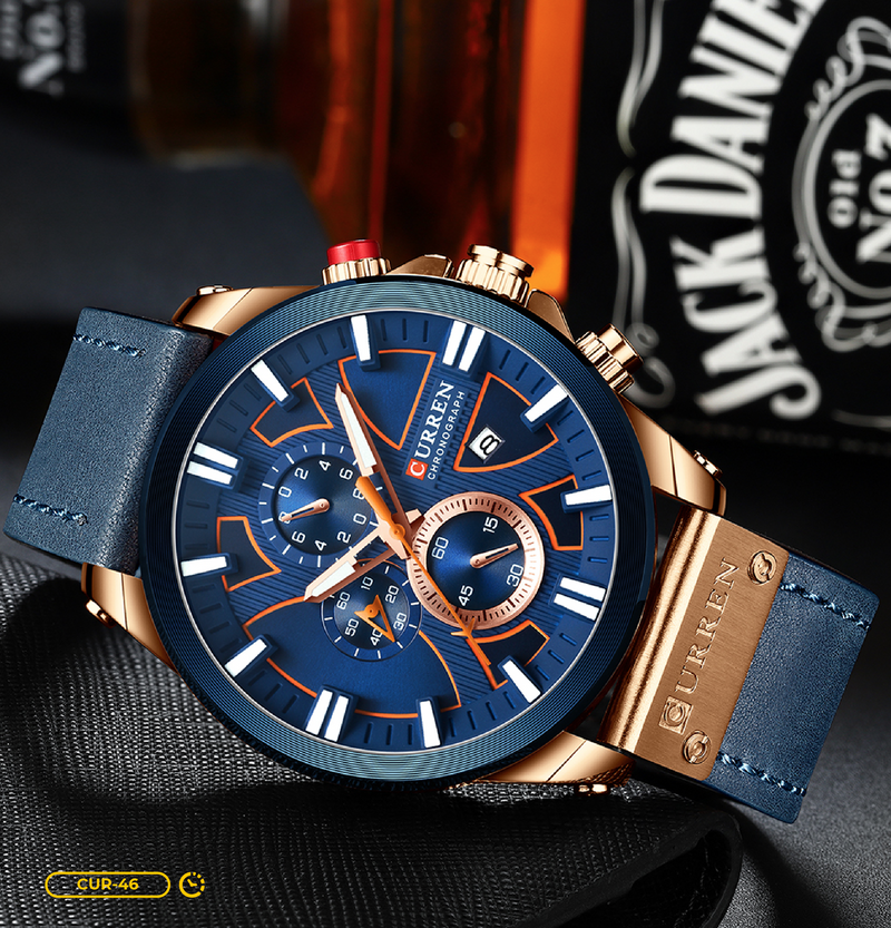 Reloj Curren Casual Cuero Azul CUR-46 8360-01 para Hombre